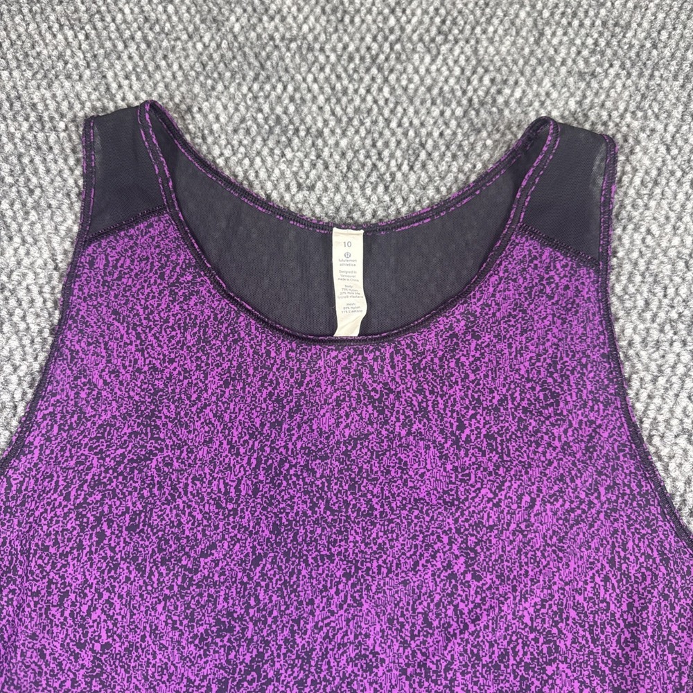Lululemon Sculpt Tank II Top M Circuit Aurora Black Purple Mesh Sleeveless Yoga - Picture 2 of 9